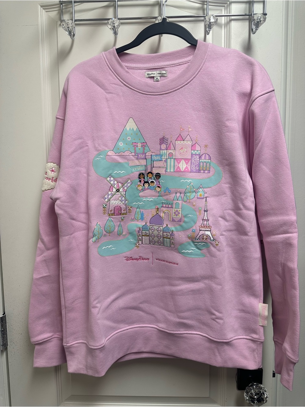 NWT Stoney Clover Lane Disney Parks Women’s Pink Medium World Crewneck